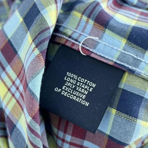 Tailorbyrd Collection Plaid Shirt Long Sleeve Button Down Mens 2XL Blue Yellow - Picture 4 of 7